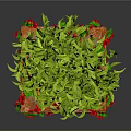 Decorative Planter With Green Plant Red Garland And Arch Design