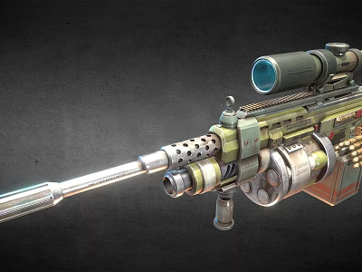 Modern Tactical Sniper Rifle With Telescopic Scope Ventilated Barrel And Magazine 3d model