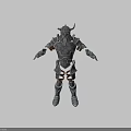 Medieval Silver Armor Featuring Horned Helmet And Metal Chest Shoulder Leg Components