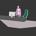 Modern Office Furniture Desk With Black Chair And Computer Monitor In Workspace Design