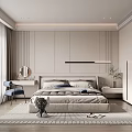 Modern Bedroom Interior With Large Bed Nightstand Dressing Table And Wardrobe 3d model