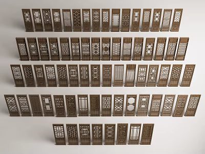 Various Metal Room Dividers With Intricate Laser Cut Patterns And Designs 3d model