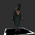 Mystical Fantasy Character Creature With Top Hat Long Coat And Glasses Standing On Black Platform