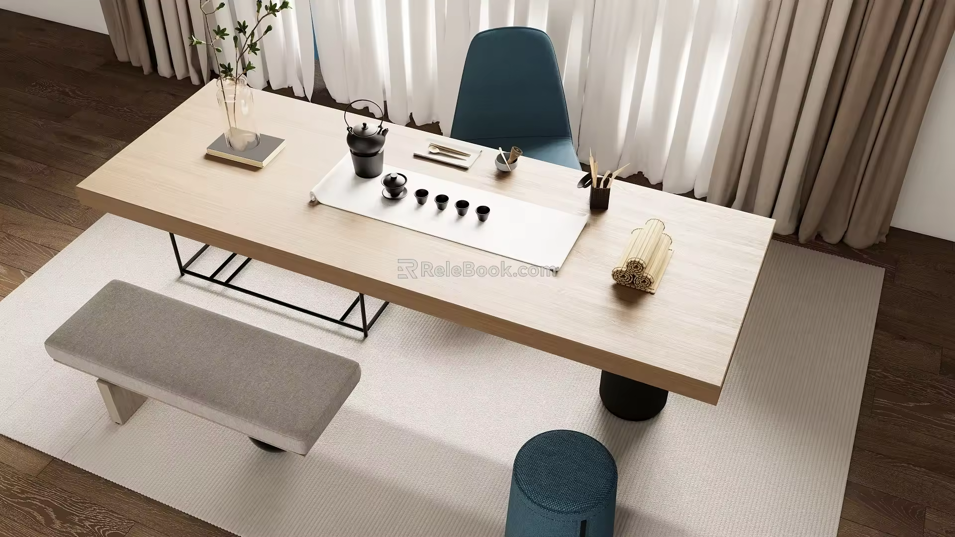 New Chinese Tea Table Tea Chair Combination 3d model