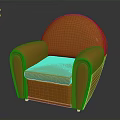 Stylish Orange Leather Armchair With Modern Curved Design And Comfortable Seating