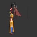 Traditional Costume Character With Red Headdress And Mythical Creature Illustrations