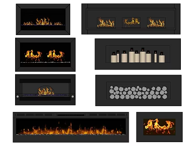 Modern Fireplace Electronic Fireplace Combo 3d model