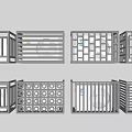 Metal Fences Featuring Various Grid Striped and Circular Cutout Designs Displayed in Rows