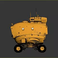 Yellow Robotic Exploration Rover With Large Wheels Top Antennas And Scientific Instruments