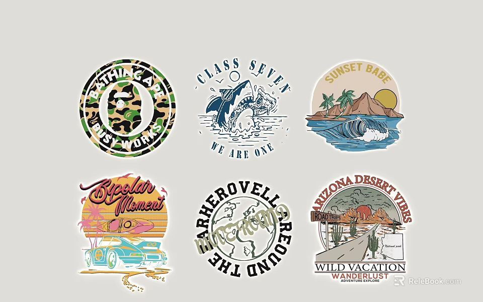 Unique Vintage Wall Decor Featuring Themed Badge Designs With Various Patterns 3d model 