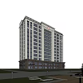 Modern High Rise Building Exterior With Landscaped Gardens Green Trees And Clear Sky