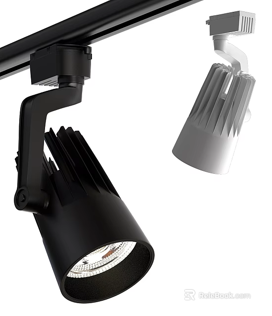 Black And White Downlights And Spotlights With Contemporary Design Adjustable Heads 3d model 
