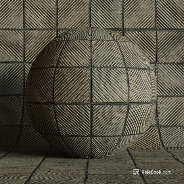 Tile Wall And Floor Background With Decorative Sphere Featuring Tile Patterns 3d model 