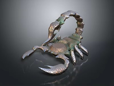 Intricate Bronze Scorpion Sculpture With Detailed Patterns And Artistic Design 3d model
