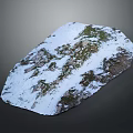 Snow Covered Terrain Model With Rocky Outcrops And Green Vegetation Features