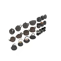 Traditional Ceramic Tea Set Collection Including Teapots Cups And Storage Jars 3d model