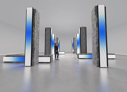 LED long bar screen LED electronic screen cement column industrial column structure column art device meichen art tube display screen 3d model