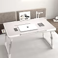 Functional Foldable White Desk with Laptop Mobile Phone Magazine and Desk Lamp