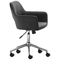 Modern Blue Upholstered Table and Chair Set with Armrests and Wheeled Metal Base