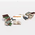 Colorful Stacked And Open Books With Various Sizes And Cover Designs
