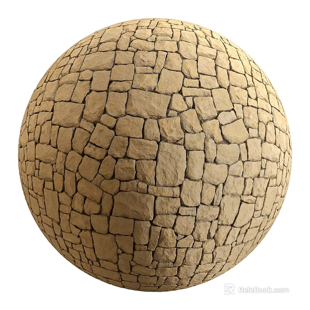 Stone Block Mosaic Sphere Component Featuring Irregular Tile Pattern And Solid Structure Design 3d model