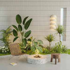 Modern Internet Celebrity Plant Pile Combination Outdoor Furnace Chair 3d model