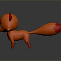 Cute Orange 3D Cartoon Fox Character With Big Eyes And Fluffy Tail