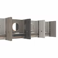 Modern Bathroom Vanity With Round Mirror And Wooden Cabinet Soft Lighting Design