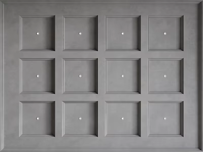 Gray Ceiling Design With Square Grid Panels Each Featuring Small Round Dots 3d model