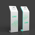 White Interactive Kiosks With LOGO And Green World Map Digital Screens 3d model