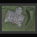 Cartoon Scene Featuring Building Foundation Model With Stone Base Green Grass and Red Roof Building