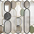 Modern Decorative Room Divider With Geometric Shapes Marble Texture And Metal Frame