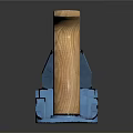 Classic Vintage Wooden Plane with Smooth Wooden Handles and Blue Metal Base