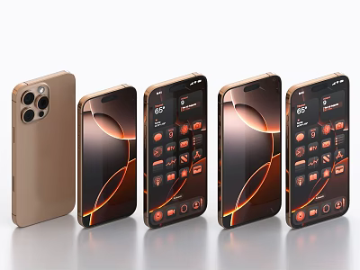 Latest Golden Smartphone Design Featuring Multiple Angles And Screen 3d model
