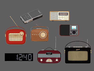 Headphone Speakers With Various Retro And Modern Designs In Different Colors 3d model