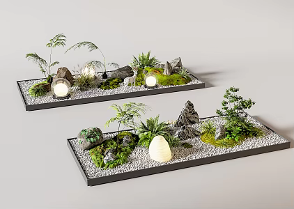 Modern courtyard sketch interior landscape landscaping plant combination plant pile micro landscape 3d model