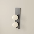 Modern Wall Sconce With Black Backplate And Two White Spherical Bulbs 3d model