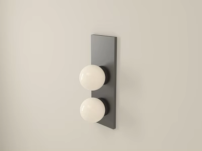 Modern Wall Sconce With Black Backplate And Two White Spherical Bulbs 3d model