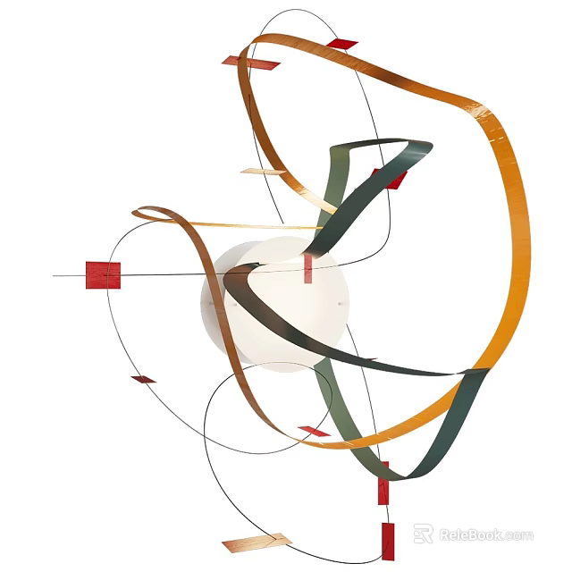 Contemporary Artistic Wall Lamp With Colorful Ribbon Structures And Geometric Accents 3d model 