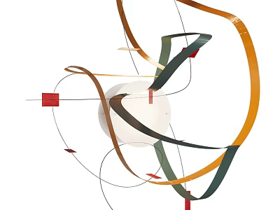 Contemporary Artistic Wall Lamp With Colorful Ribbon Structures And Geometric Accents 3d model