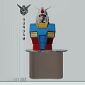 Gundam Robot Figure Featuring Blue Red Yellow Mechanical Design And Detailed Head Torso
