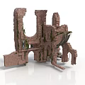 Ancient Stone Ruins 3D Model With Arches Vines And Weathered Structures 3d model