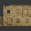 Two Story Residential Building With Earth Toned Exterior Staircase Windows And Doorways