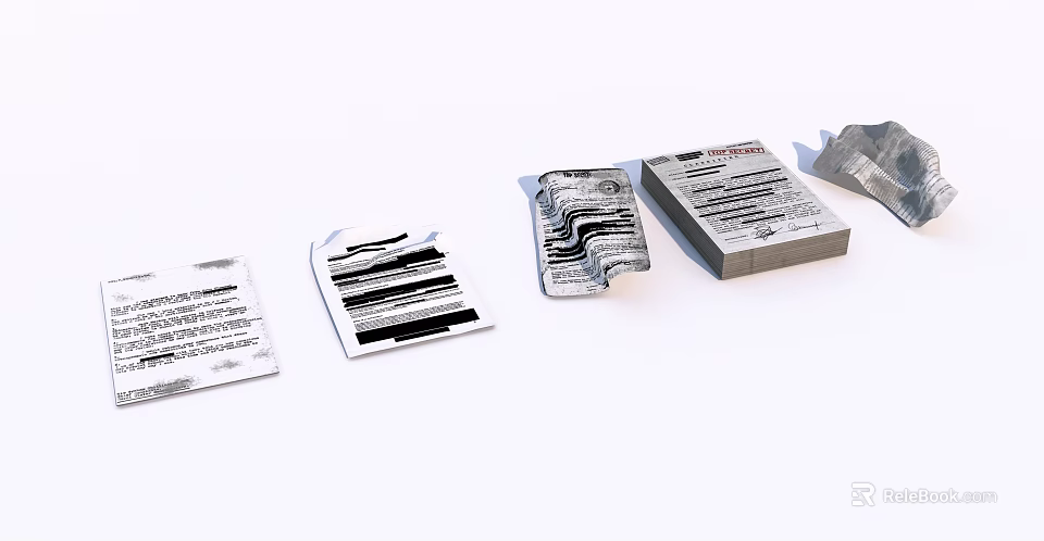 Books Magazines Collection With Stacked Open Pages And Various Covers 3d model 