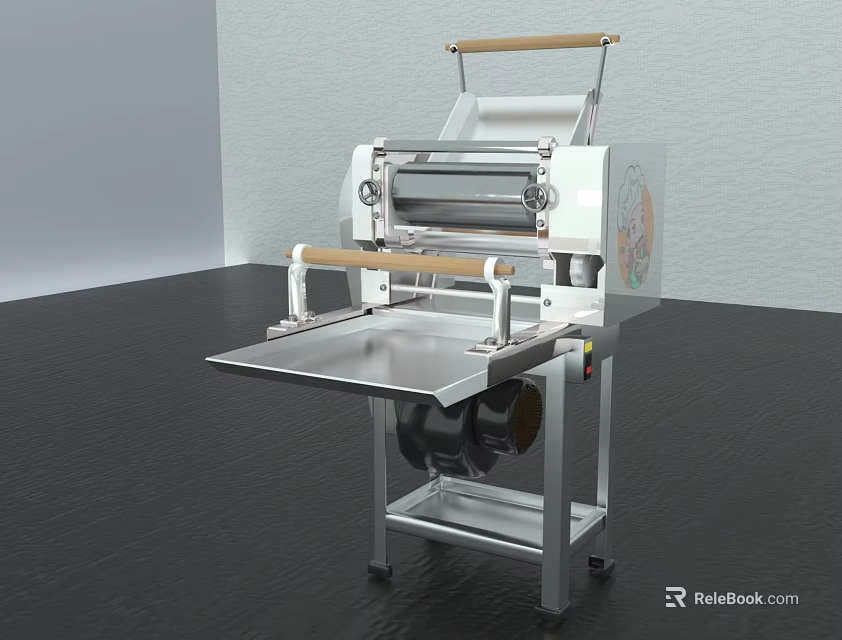 Stainless Steel Commercial Dough Roller Kitchen Appliance With Tabletop And Wheels 3d model 
