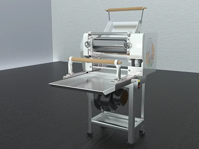 Stainless Steel Commercial Dough Roller Kitchen Appliance With Tabletop And Wheels 3d model