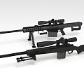 Black Sniper Rifles With Telescopic Sights And Bipods For Precision Shooting 3d model