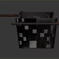 Durable Black Metal Bucket With Long Handles And Riveted Structure For Daily Use