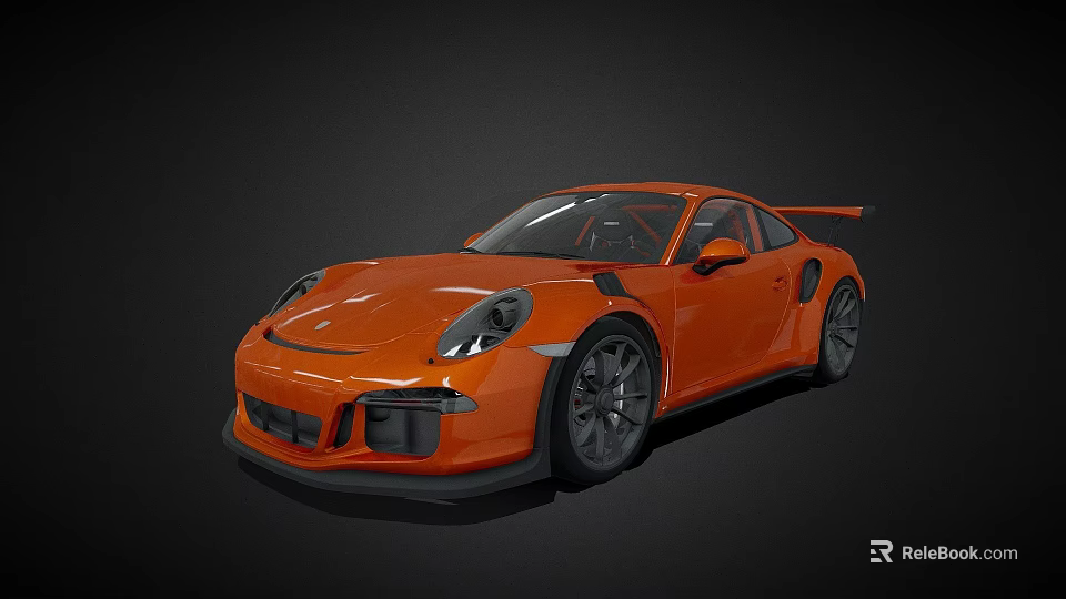 Orange Porsche Style Sports Car With Aerodynamic Design And Large Rear Spoiler 3d model 