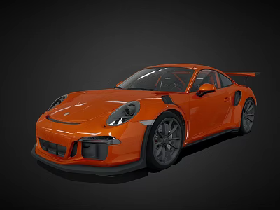 Orange Porsche Style Sports Car With Aerodynamic Design And Large Rear Spoiler 3d model
